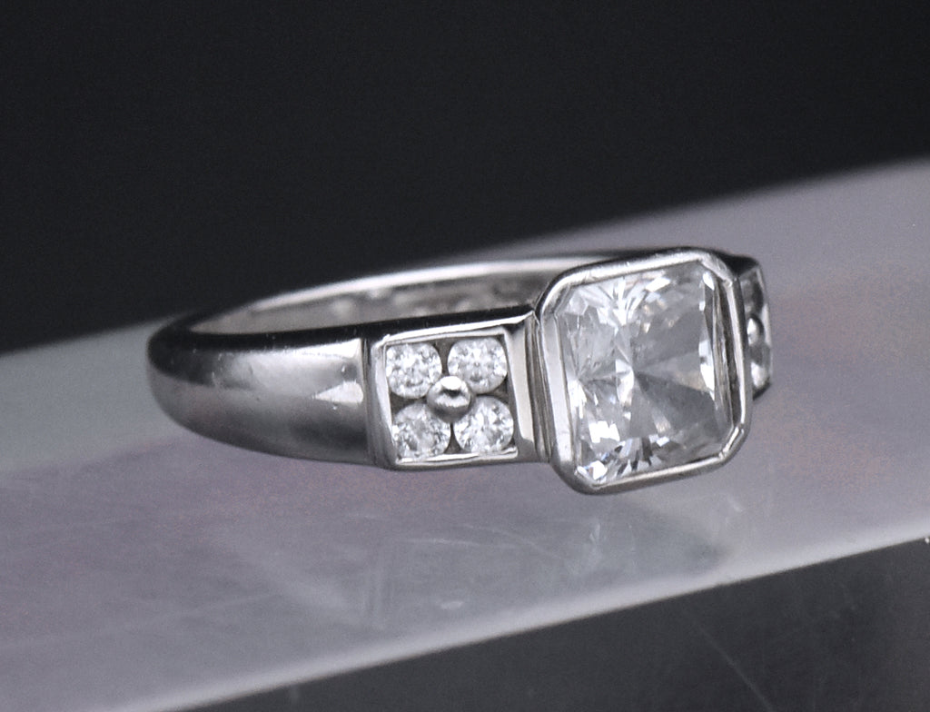 Diamonique - Sterling Silver Asscher Cut Cubic Zirconia Ring