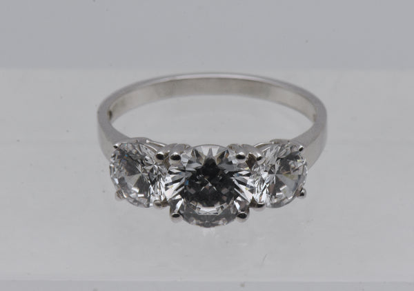 Diamonique - Cubic Zirconia Sterling Silver RIng - Size 9