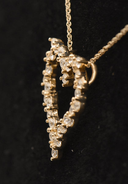 14K Gold Diamonique CZ Heart Pendant on 14K Gold Chain Necklace - 18"