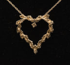 14K Gold Diamonique CZ Heart Pendant on 14K Gold Chain Necklace - 18"