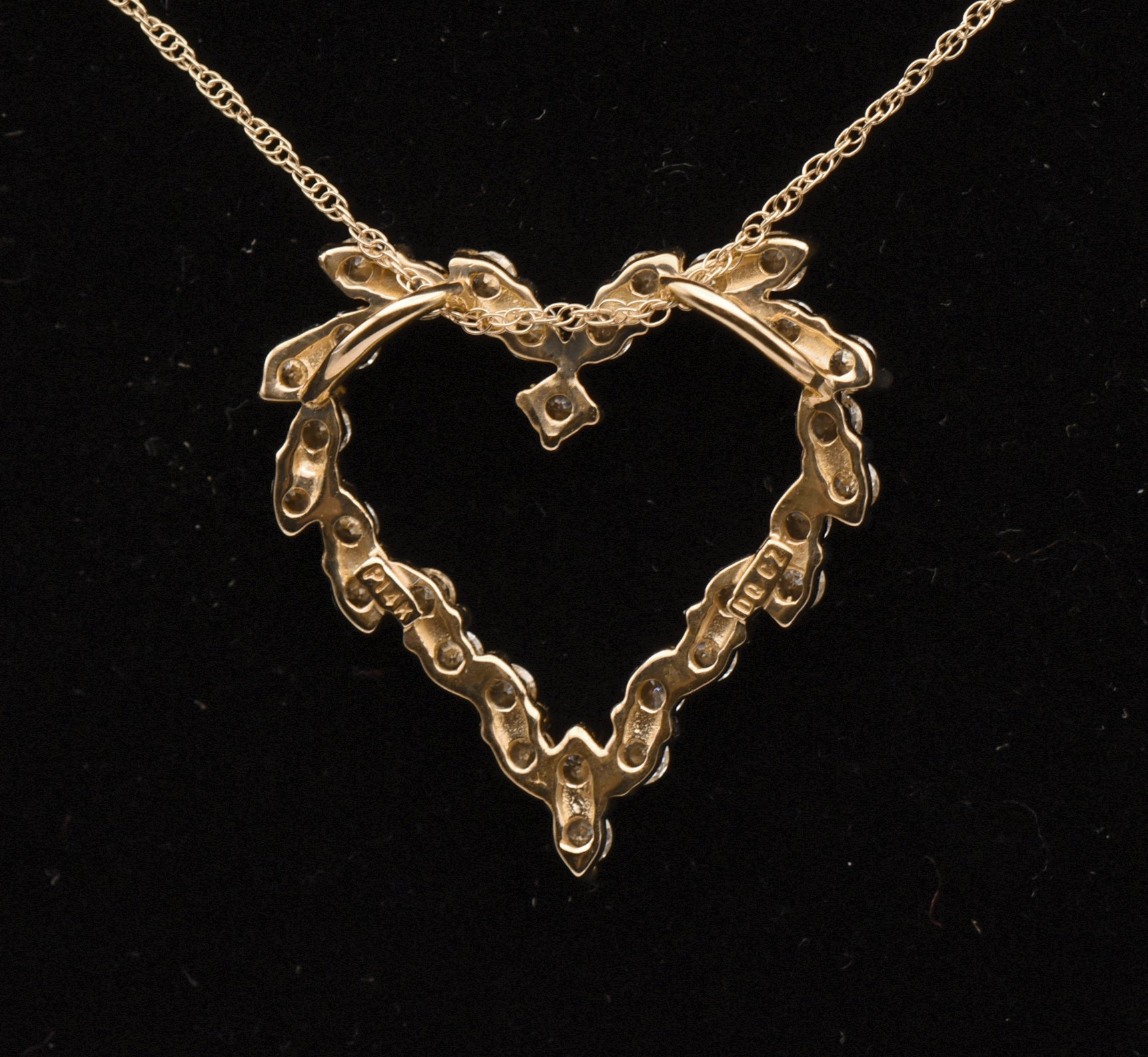 14K Gold Diamonique CZ Heart Pendant on 14K Gold Chain Necklace - 18"