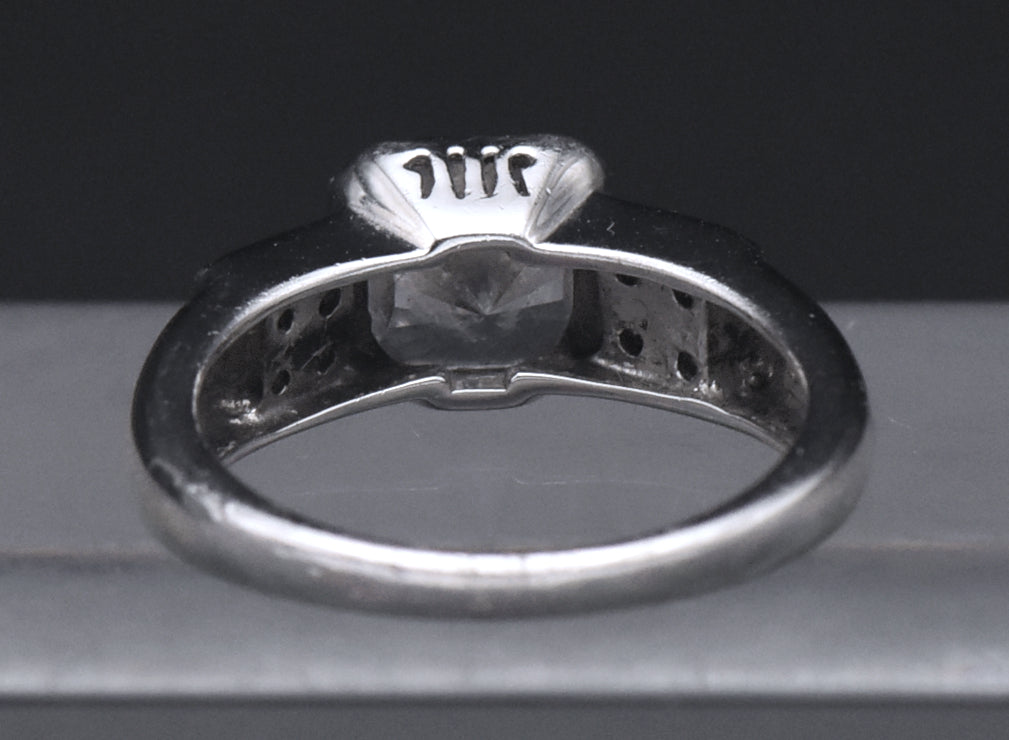 Diamonique - Sterling Silver Asscher Cut Cubic Zirconia Ring