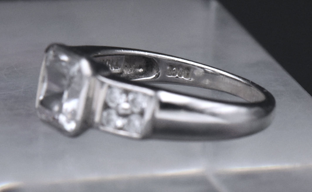 Diamonique - Sterling Silver Asscher Cut Cubic Zirconia Ring