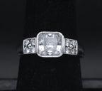 Diamonique - Sterling Silver Asscher Cut Cubic Zirconia Ring