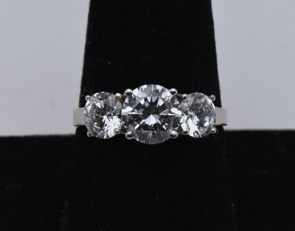 Diamonique - Cubic Zirconia Sterling Silver RIng - Size 9