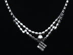 Vintage Silver Tone Rhinestone Drop Necklace - 14.5"