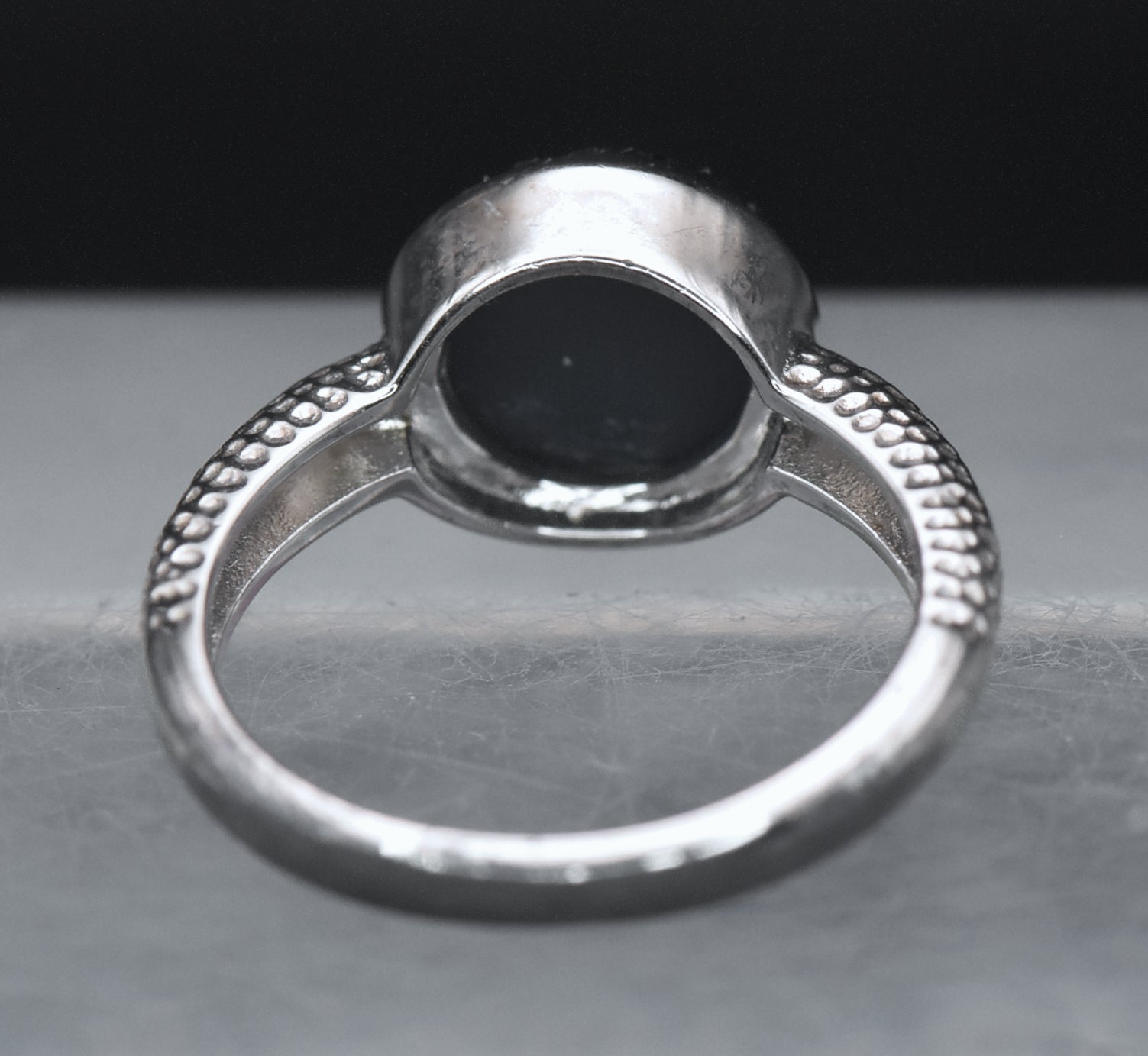 Vintage Sterling Silver Black Druzy Ring - Size 6