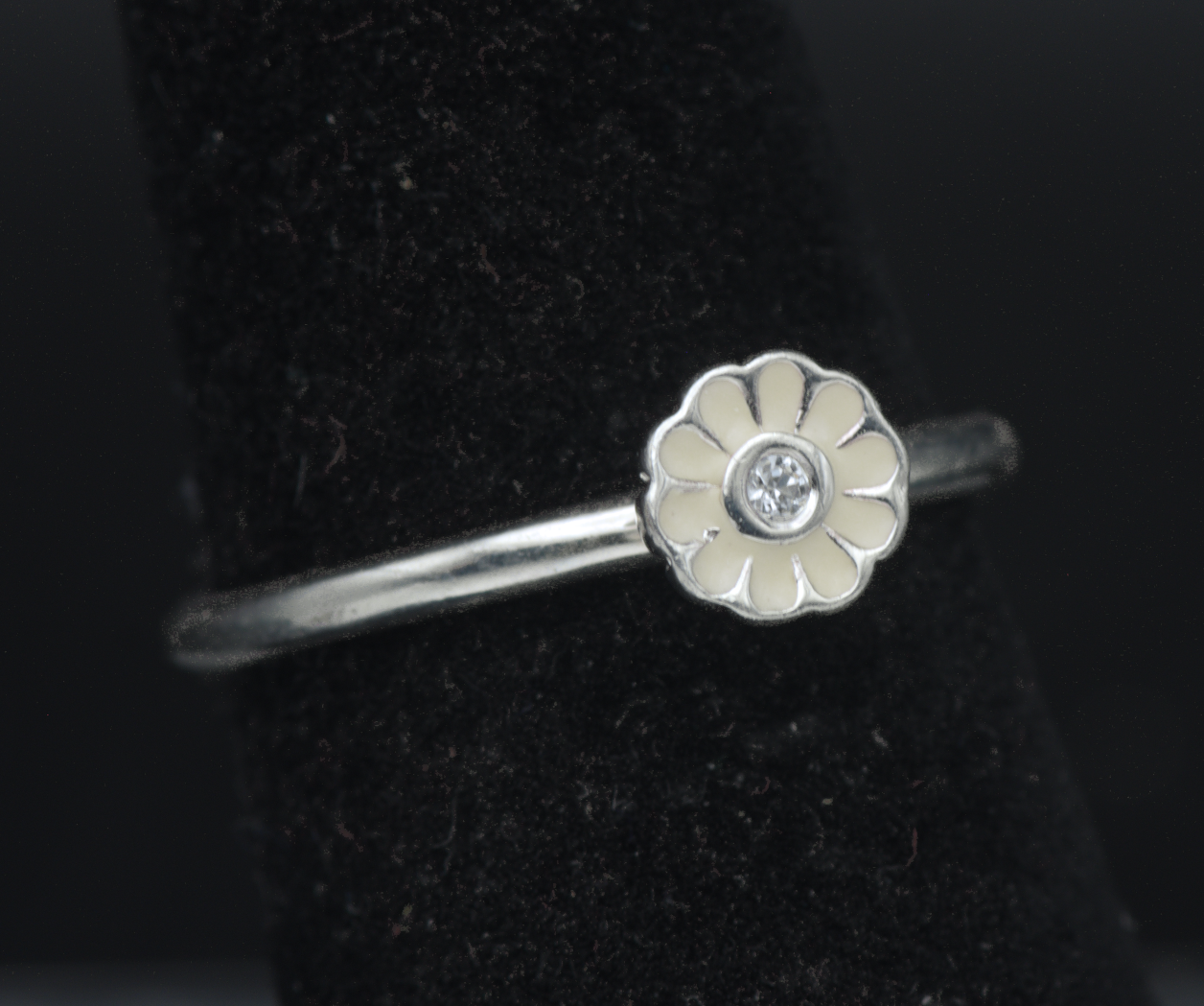 Vintage Sterling Silver CZ Daisy Ring - Size 5.75