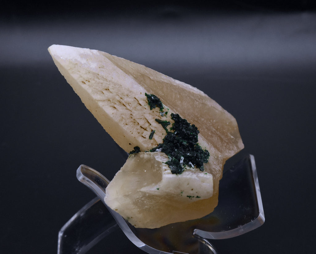 Malachite on Dogtooth Calcite Crystal Mineral Specimens - DRC