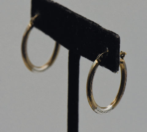 Vintage Sterling Silver and Gold Filled Two Tone Oval Hoop Earrings