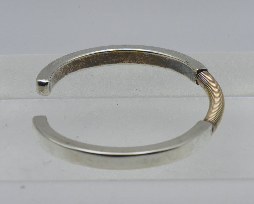Vintage Sterling Silver and Gold Tone Modern Design Cuff Bracelet