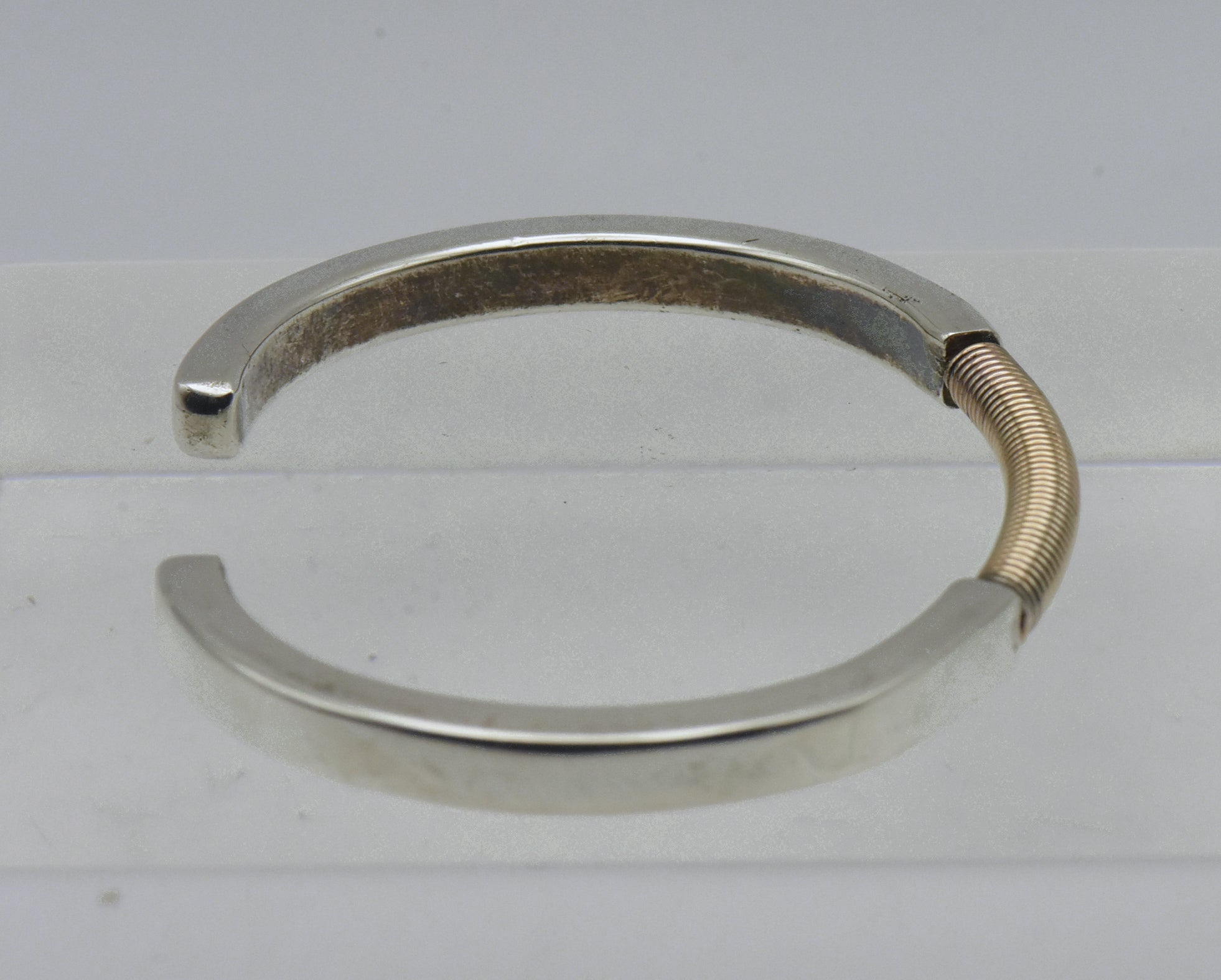 Vintage Sterling Silver and Gold Tone Modern Design Cuff Bracelet