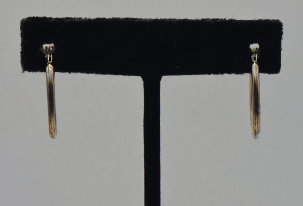 Vintage Sterling Silver and Gold Filled Two Tone Oval Hoop Earrings