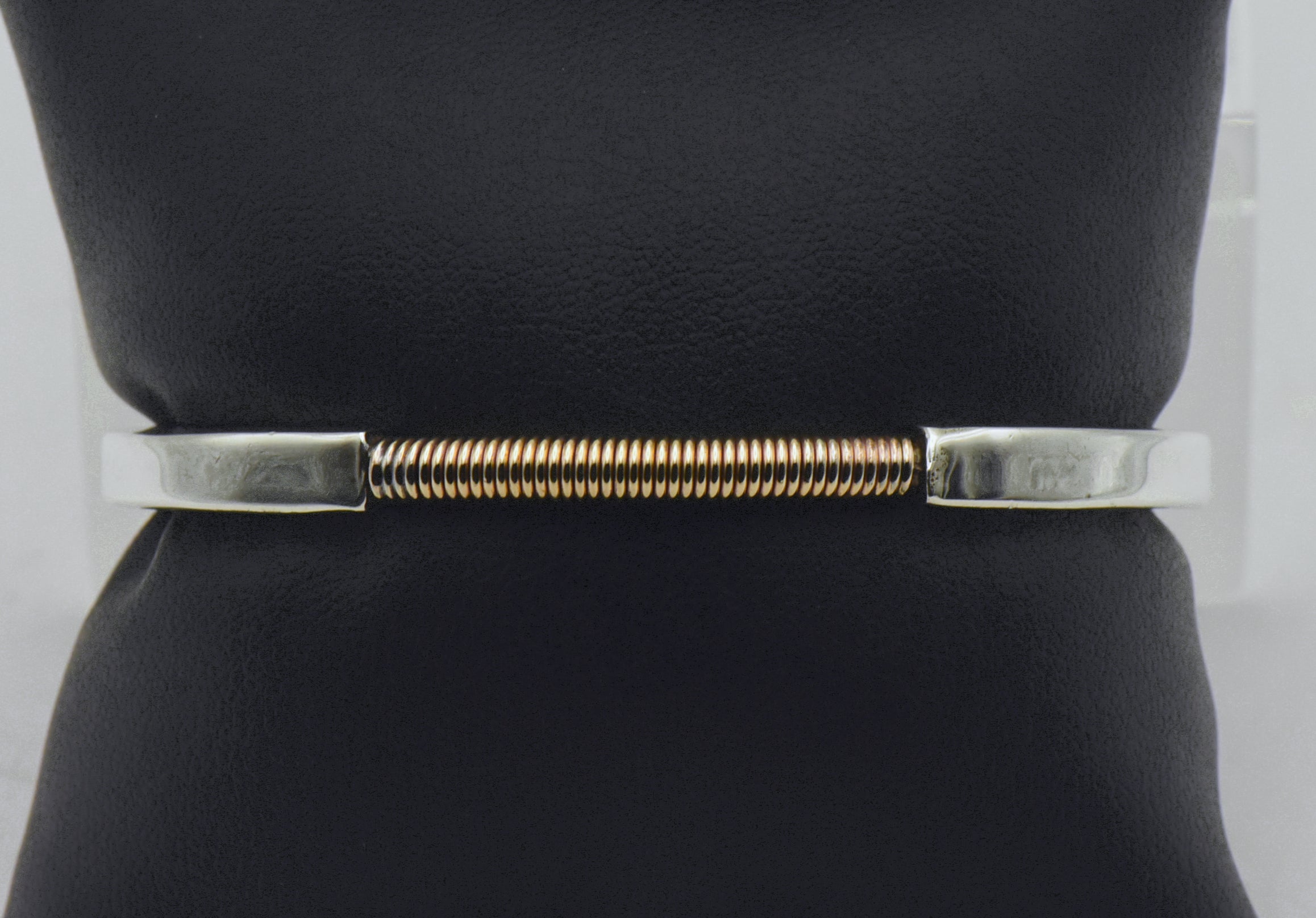 Vintage Sterling Silver and Gold Tone Modern Design Cuff Bracelet