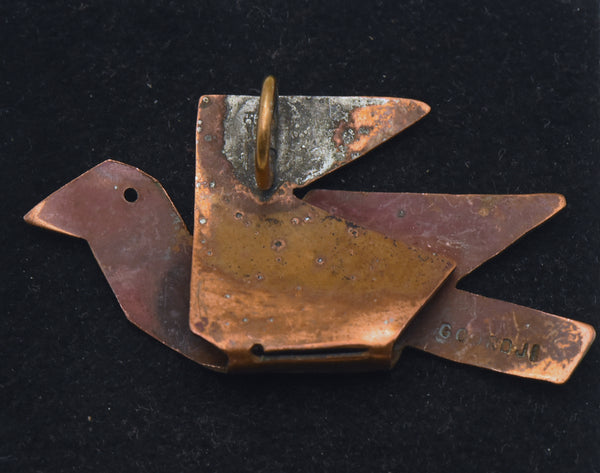 Joseph Gourdji - Vintage Handmade Copper Dove Pendant