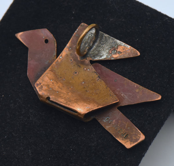 Joseph Gourdji - Vintage Handmade Copper Dove Pendant