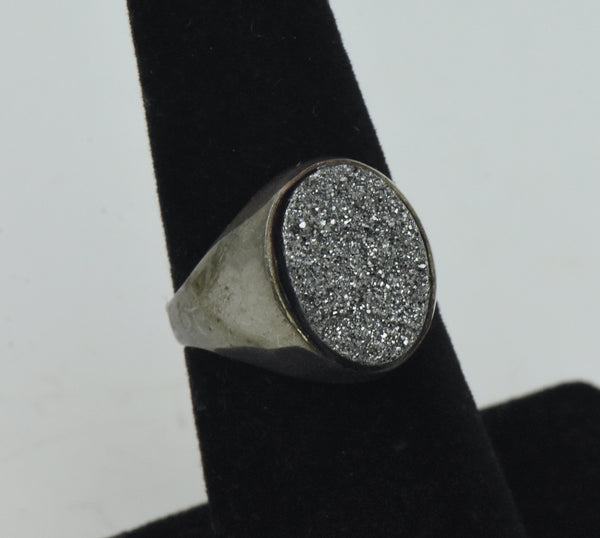 Vintage Sterling Silver Druze Ring - Size 6.25