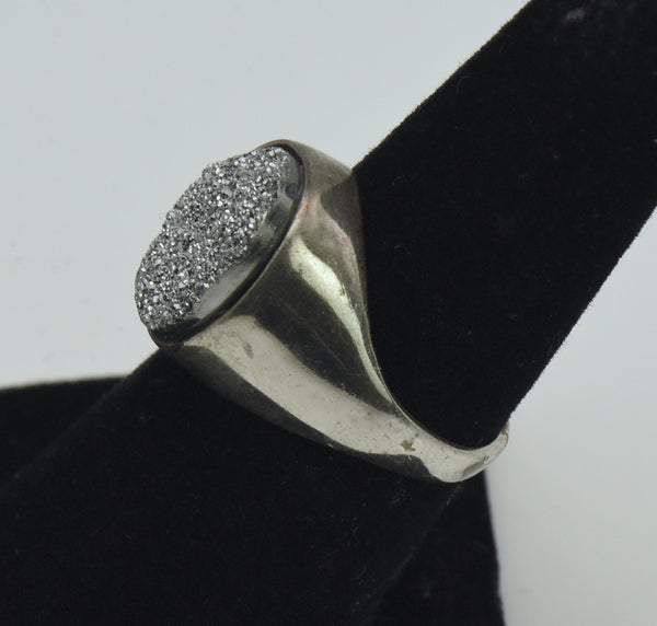 Vintage Sterling Silver Druze Ring - Size 6.25