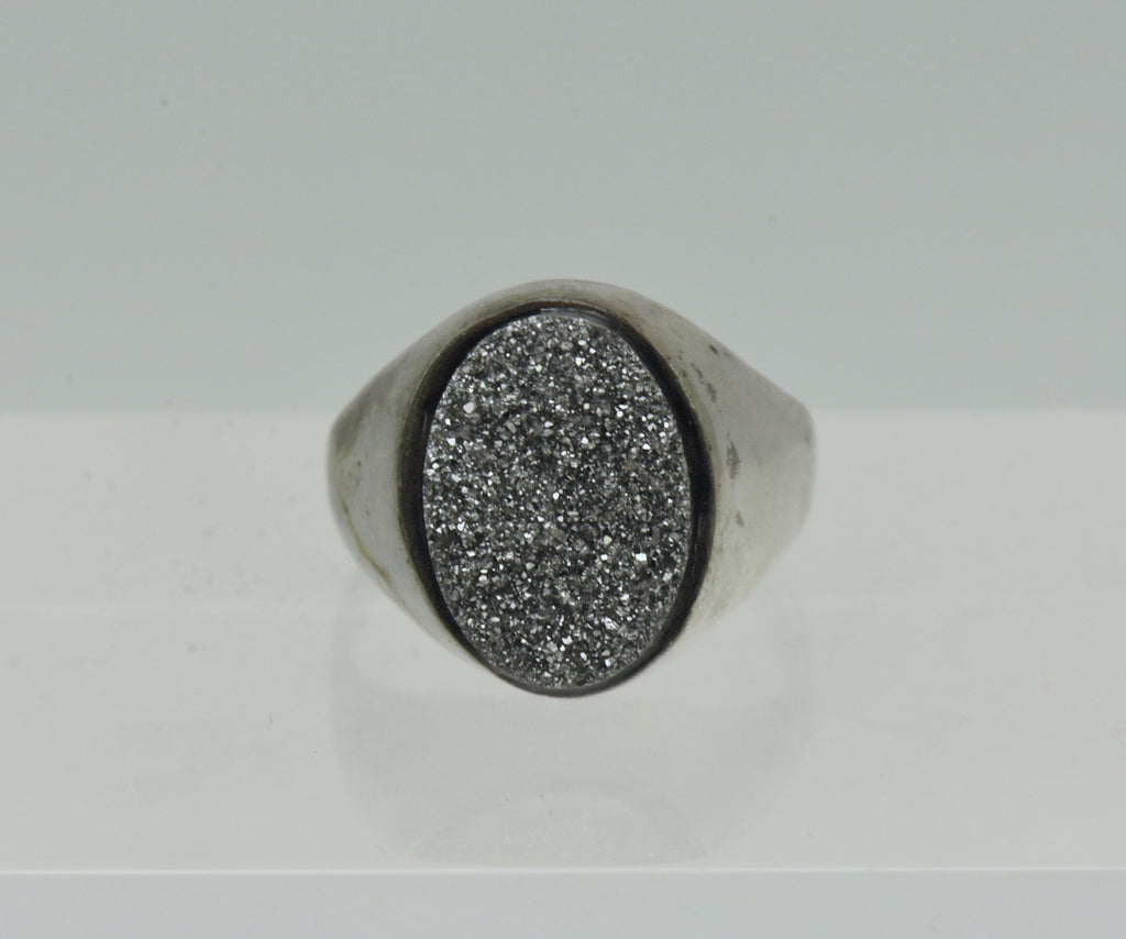 Vintage Sterling Silver Druze Ring - Size 6.25