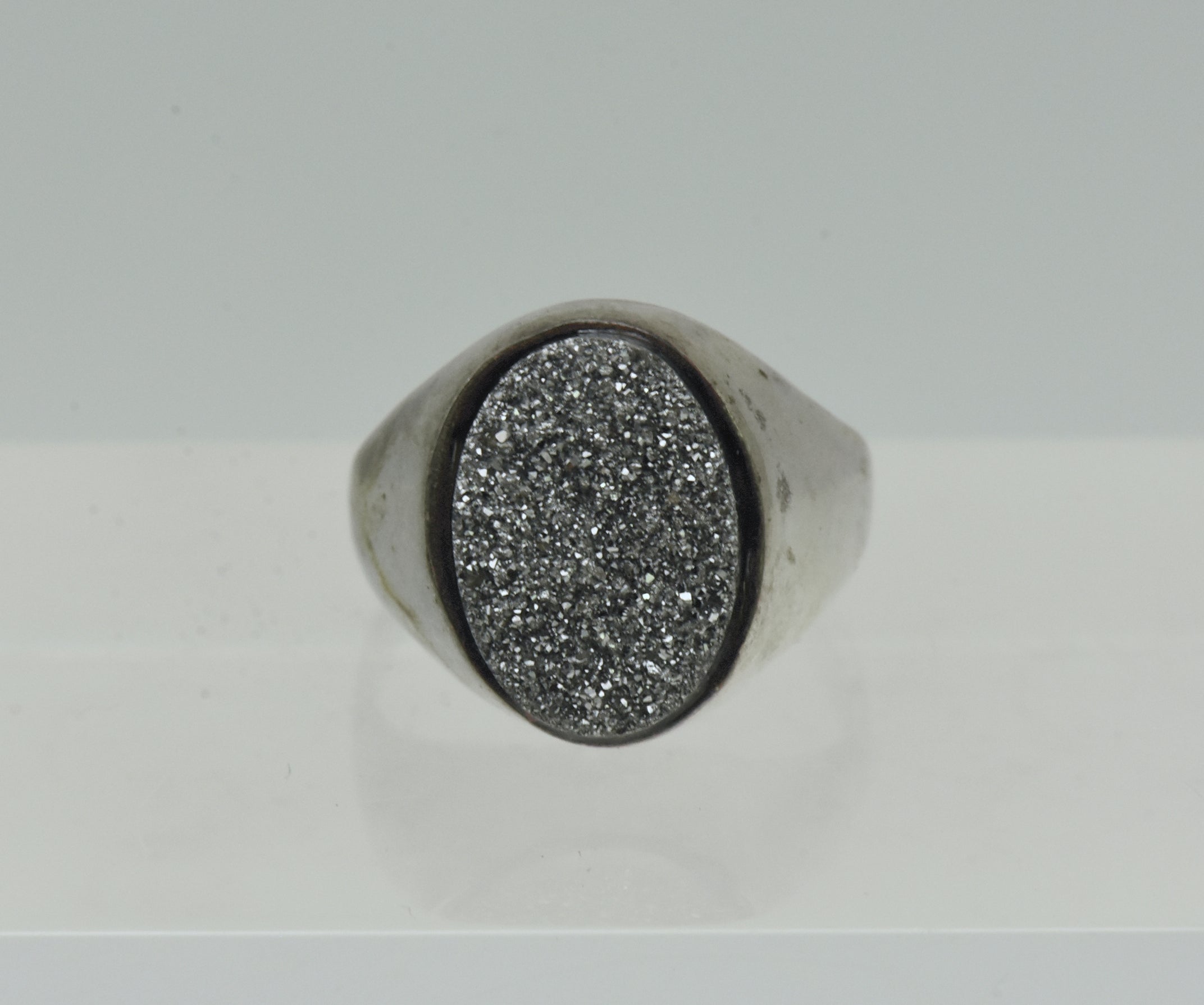Vintage Sterling Silver Druze Ring - Size 6.25