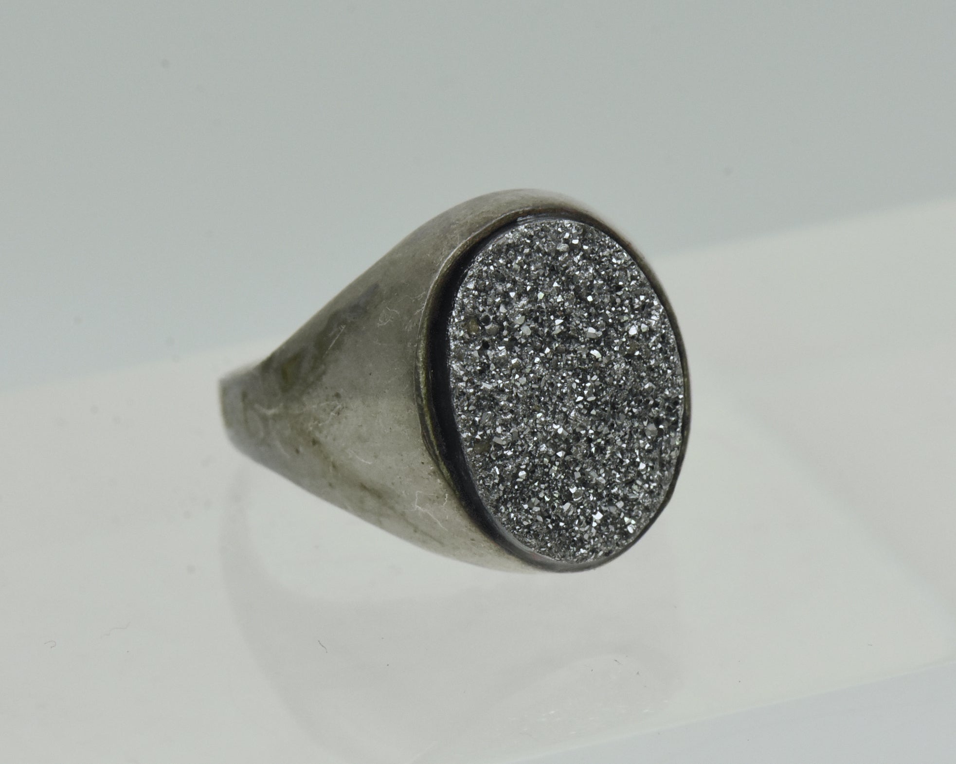 Vintage Sterling Silver Druze Ring - Size 6.25