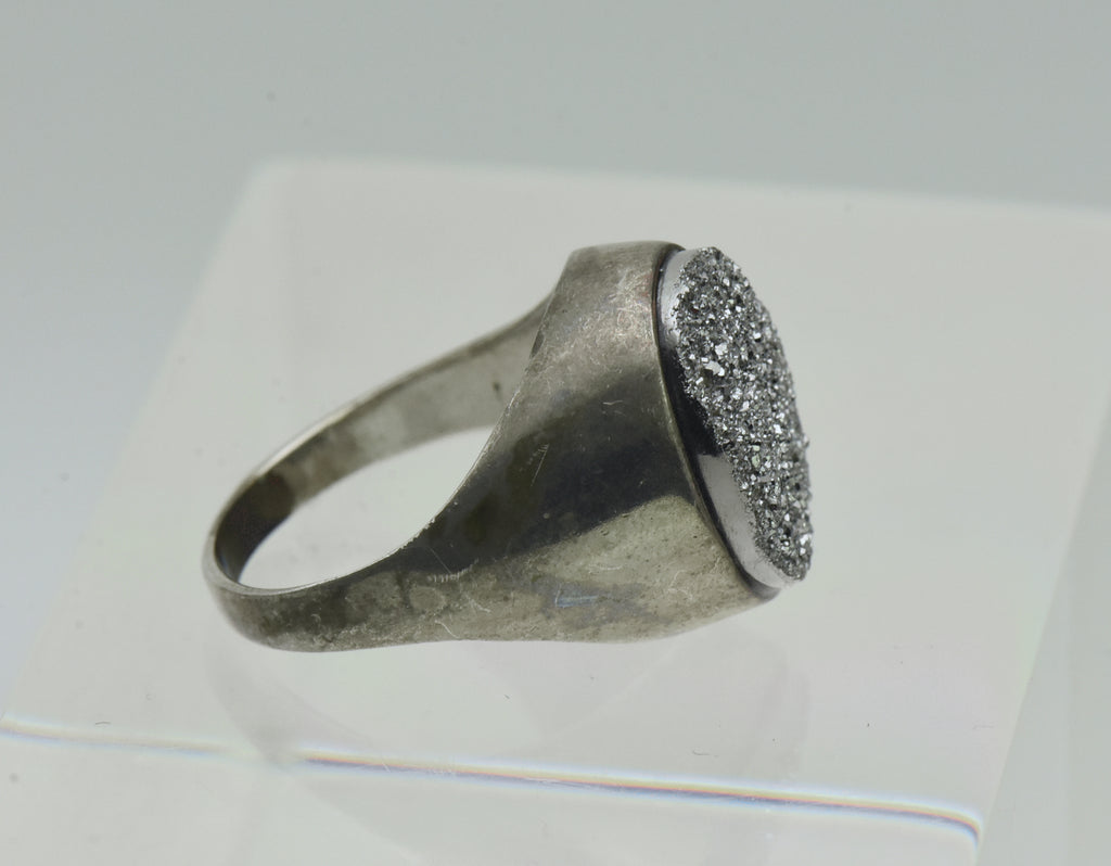 Vintage Sterling Silver Druze Ring - Size 6.25