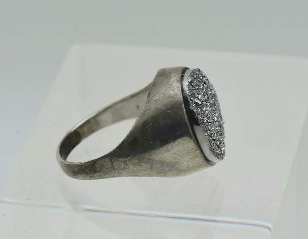 Vintage Sterling Silver Druze Ring - Size 6.25