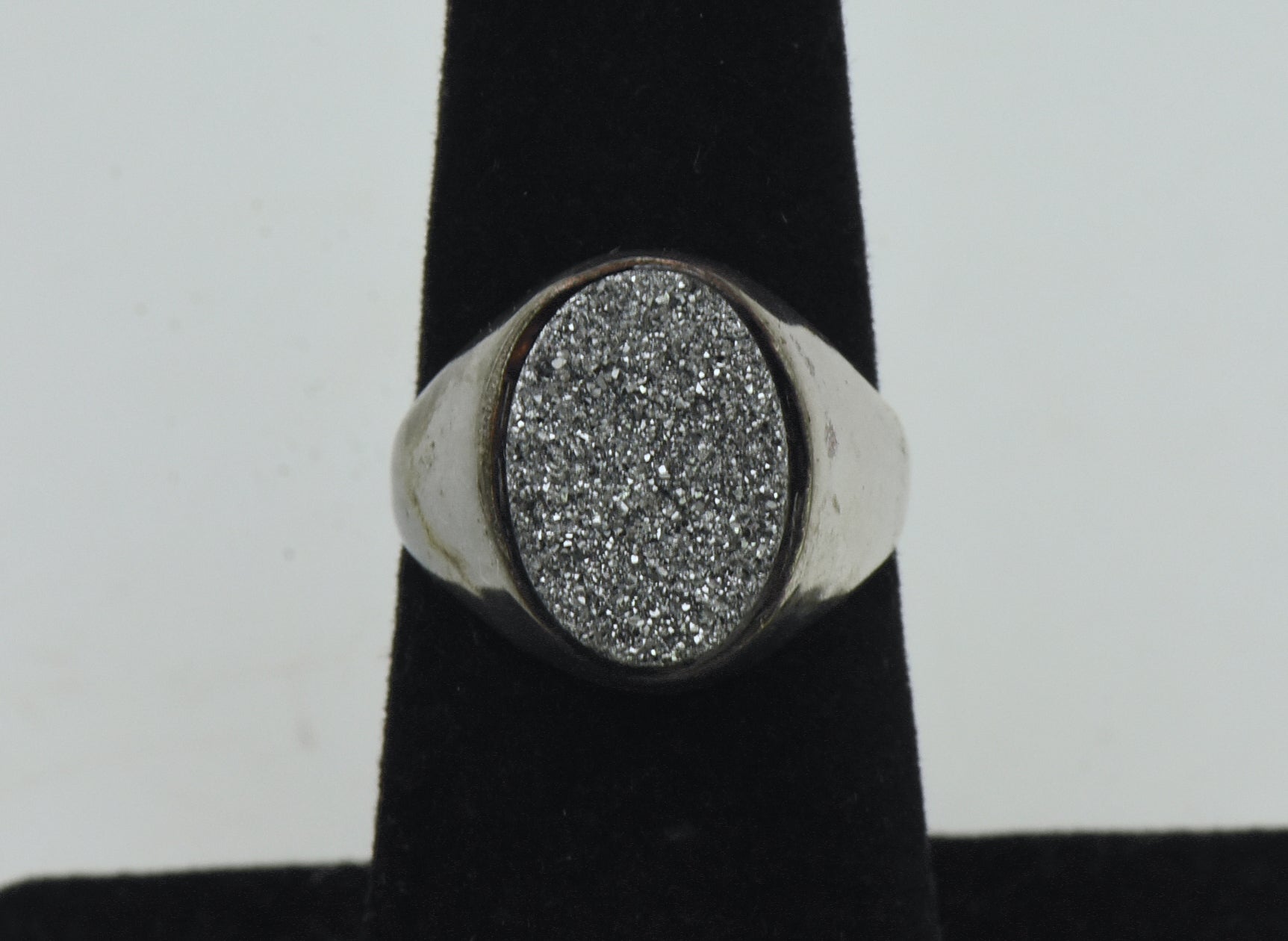 Vintage Sterling Silver Druze Ring - Size 6.25