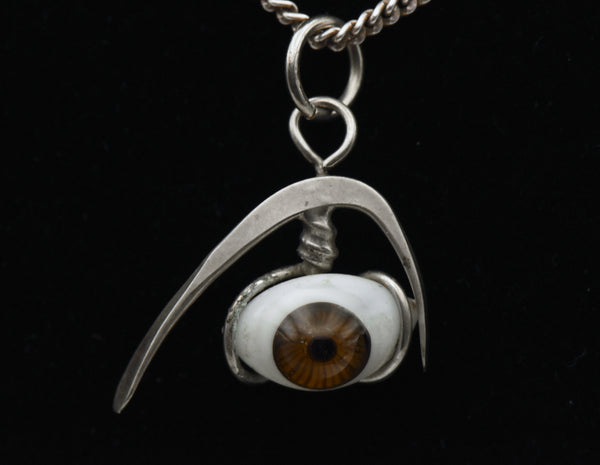 Vintage Glass Eye Modern Design Pendant Chain Necklace - 20"