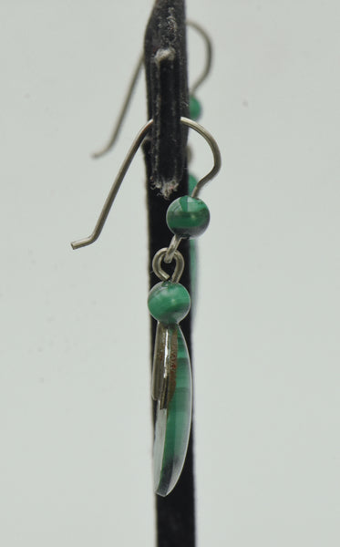 Vintage Handmade Malachite Dangle Earrings
