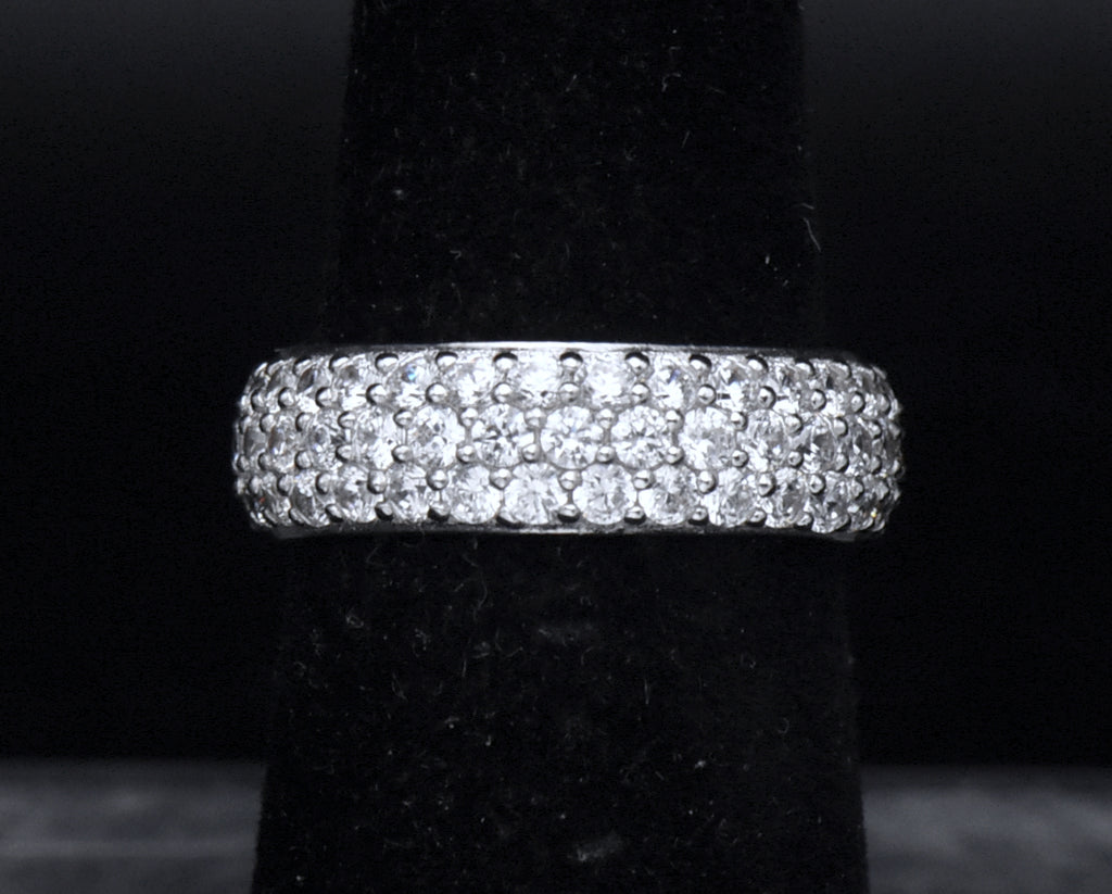 Dazzling CZ Sterling Silver Eternity Band - Size 6