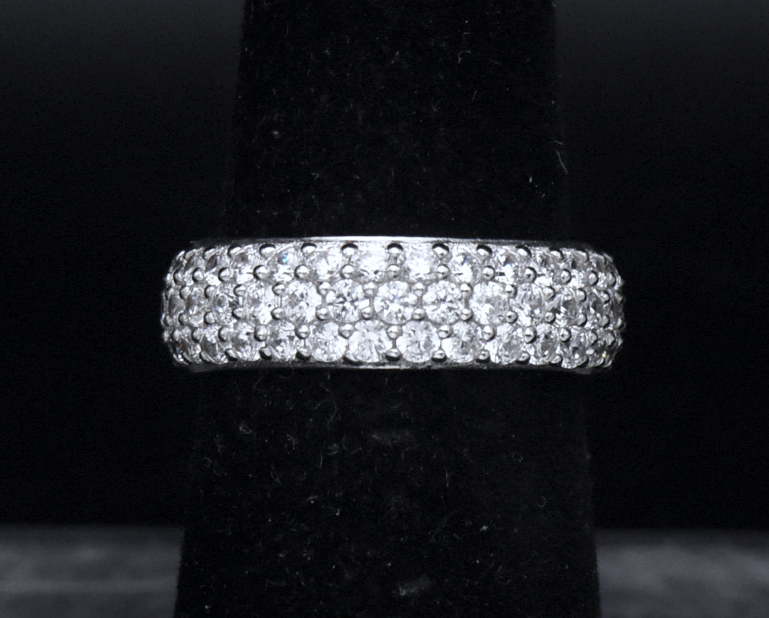 Dazzling CZ Sterling Silver Eternity Band - Size 6