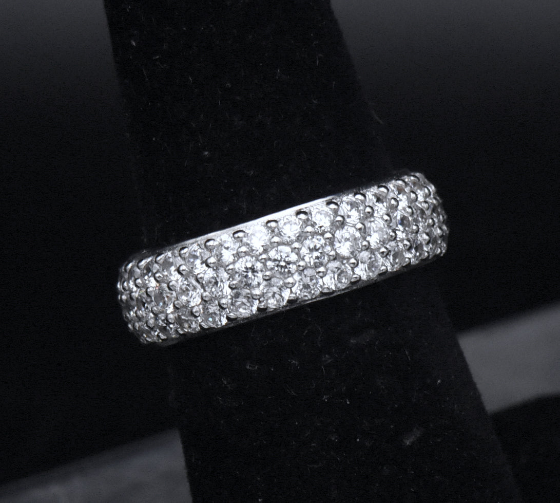 Dazzling CZ Sterling Silver Eternity Band - Size 6