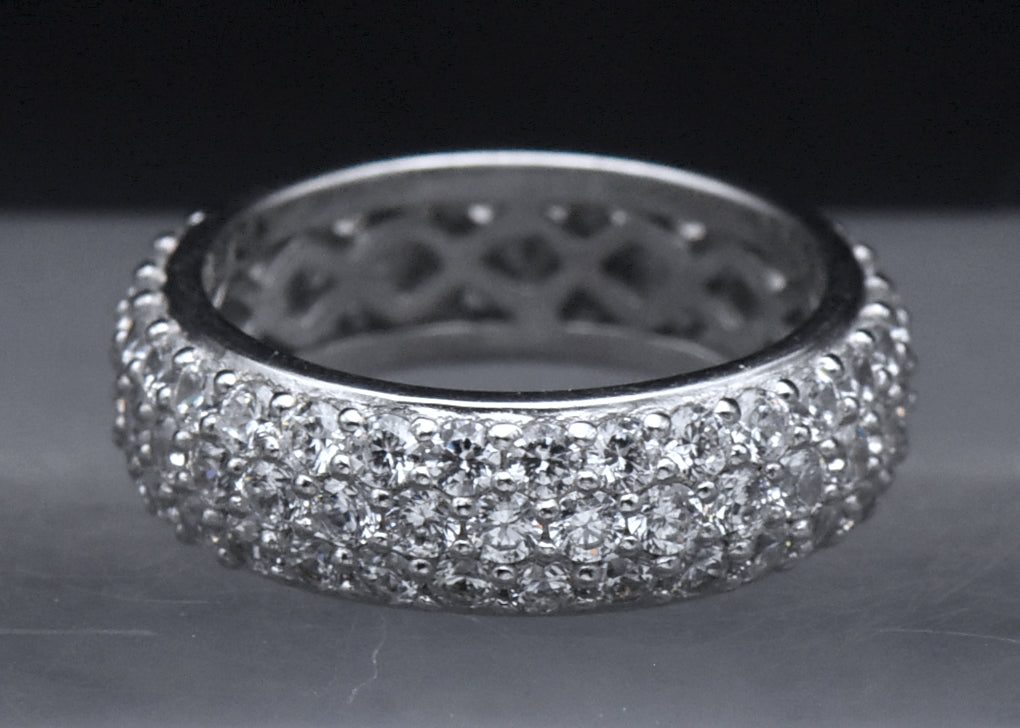 Dazzling CZ Sterling Silver Eternity Band - Size 6