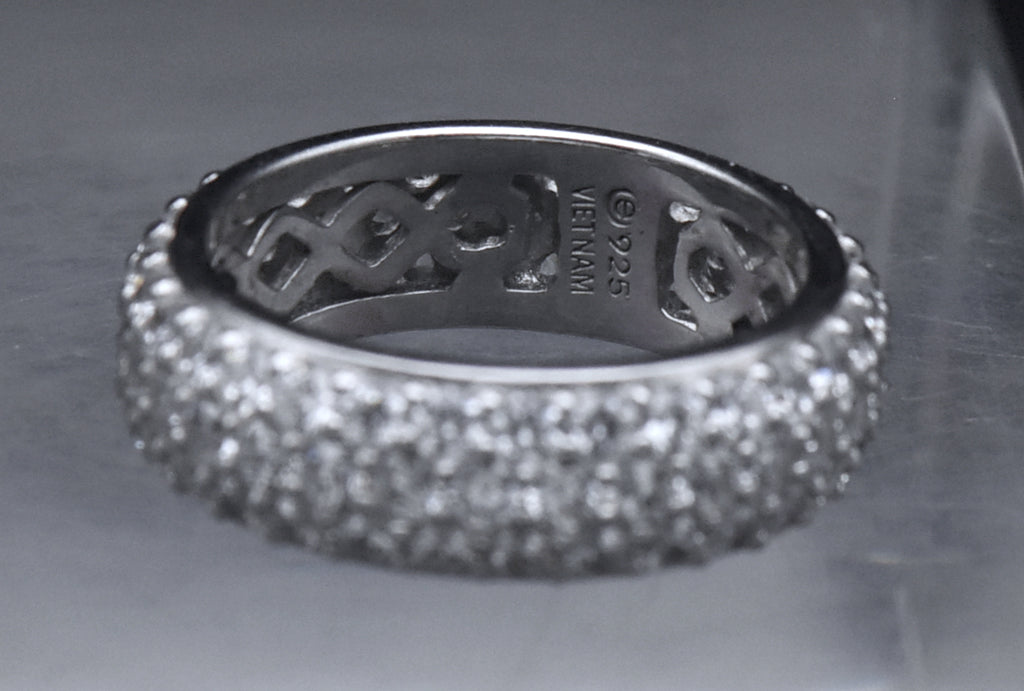 Dazzling CZ Sterling Silver Eternity Band - Size 6