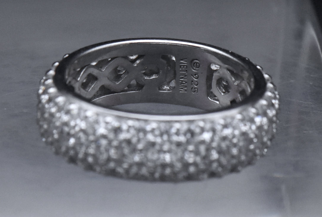 Dazzling CZ Sterling Silver Eternity Band - Size 6