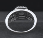 Sterling Silver Emerald Cut Cubic Zirconia Halo Ring - Size 6.25