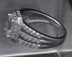 Sterling Silver Emerald Cut Cubic Zirconia Halo Ring - Size 6.25