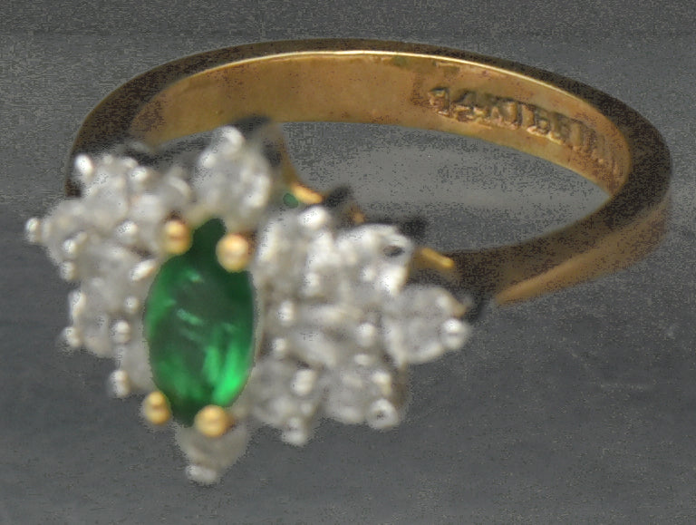 Edco - Vintage 14k Gold Plated CZ Cocktail Ring - Size 6.75
