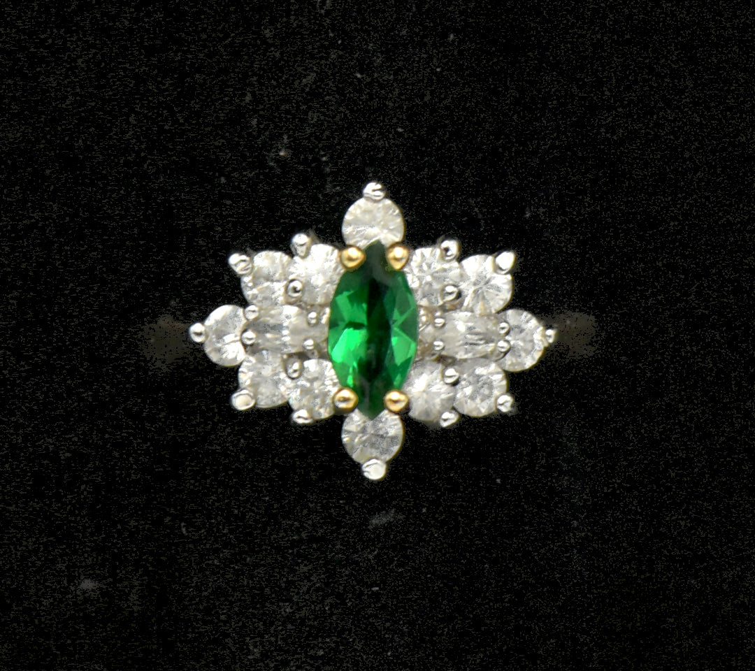 Edco - Vintage 14k Gold Plated CZ Cocktail Ring - Size 6.75