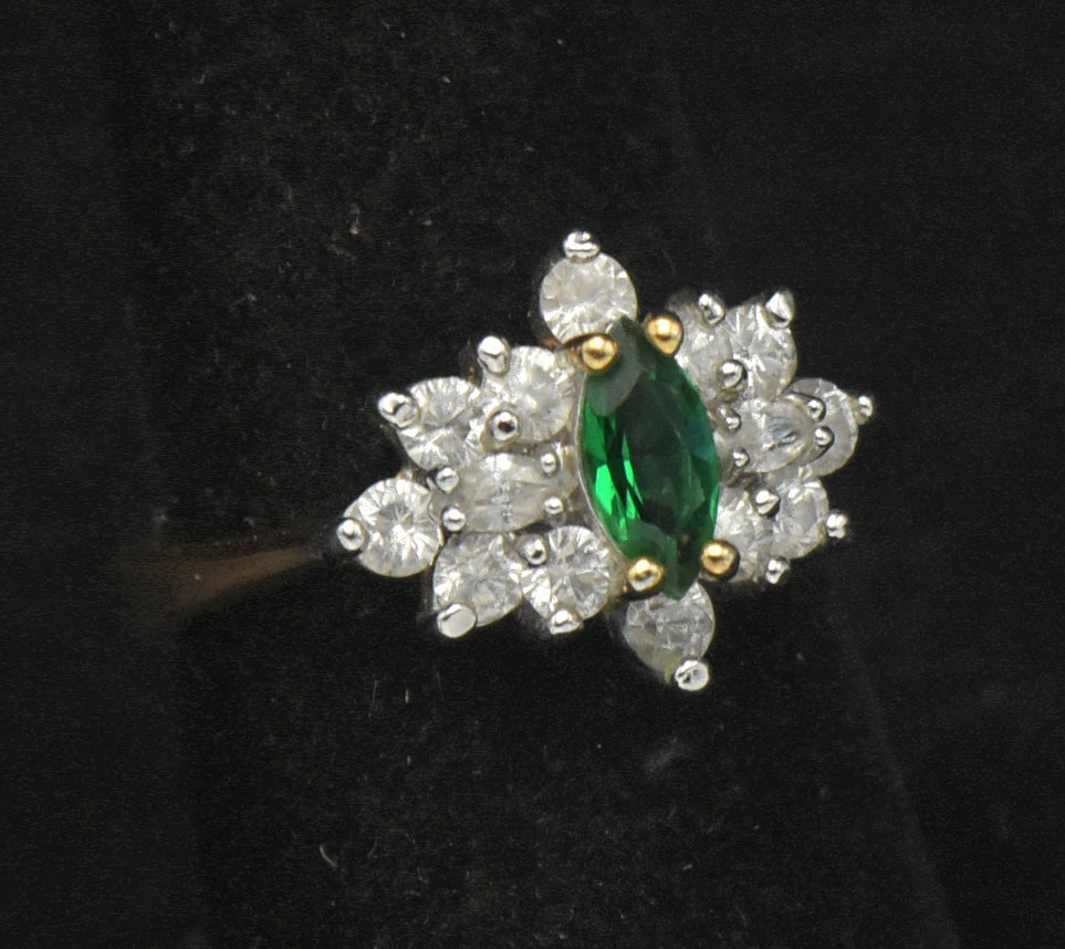 Edco - Vintage 14k Gold Plated CZ Cocktail Ring - Size 6.75