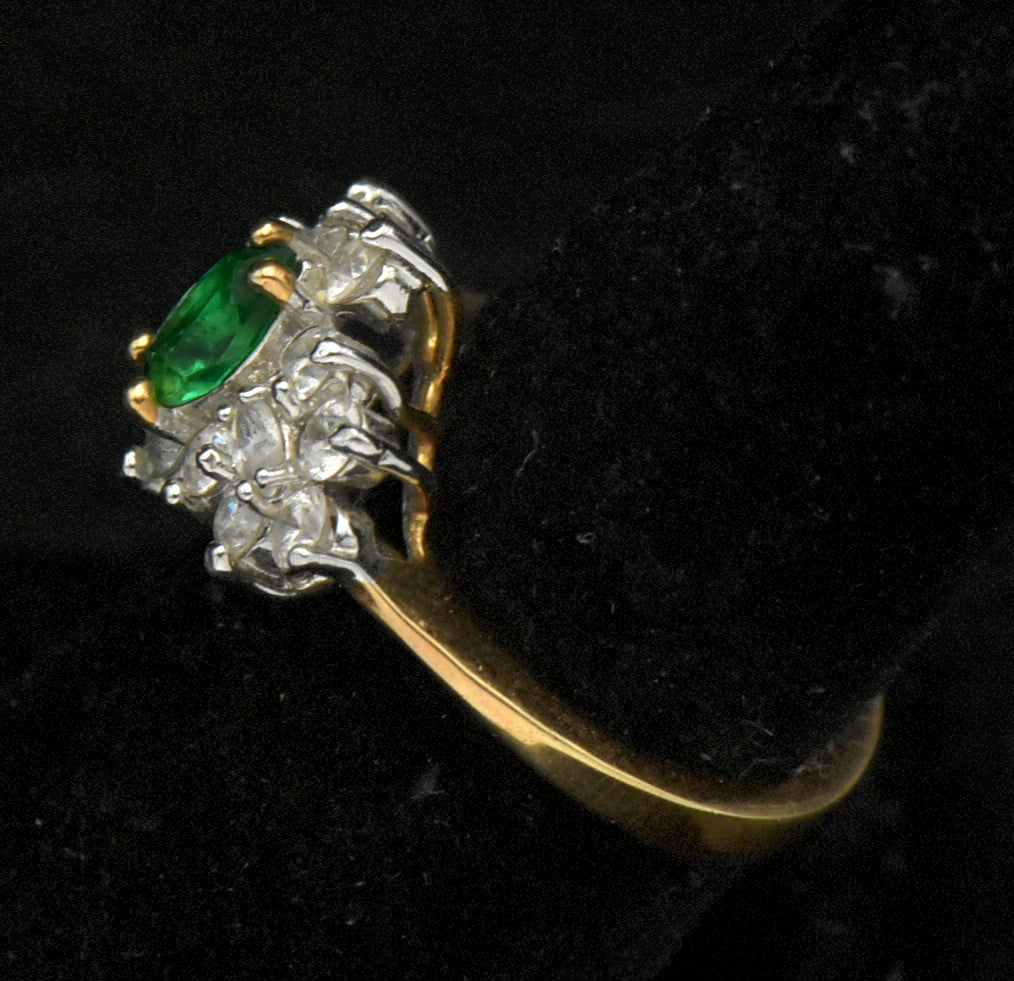 Edco - Vintage 14k Gold Plated CZ Cocktail Ring - Size 6.75