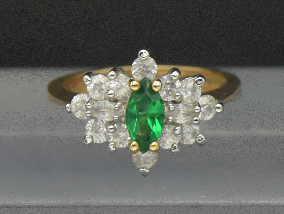 Edco - Vintage 14k Gold Plated CZ Cocktail Ring - Size 6.75