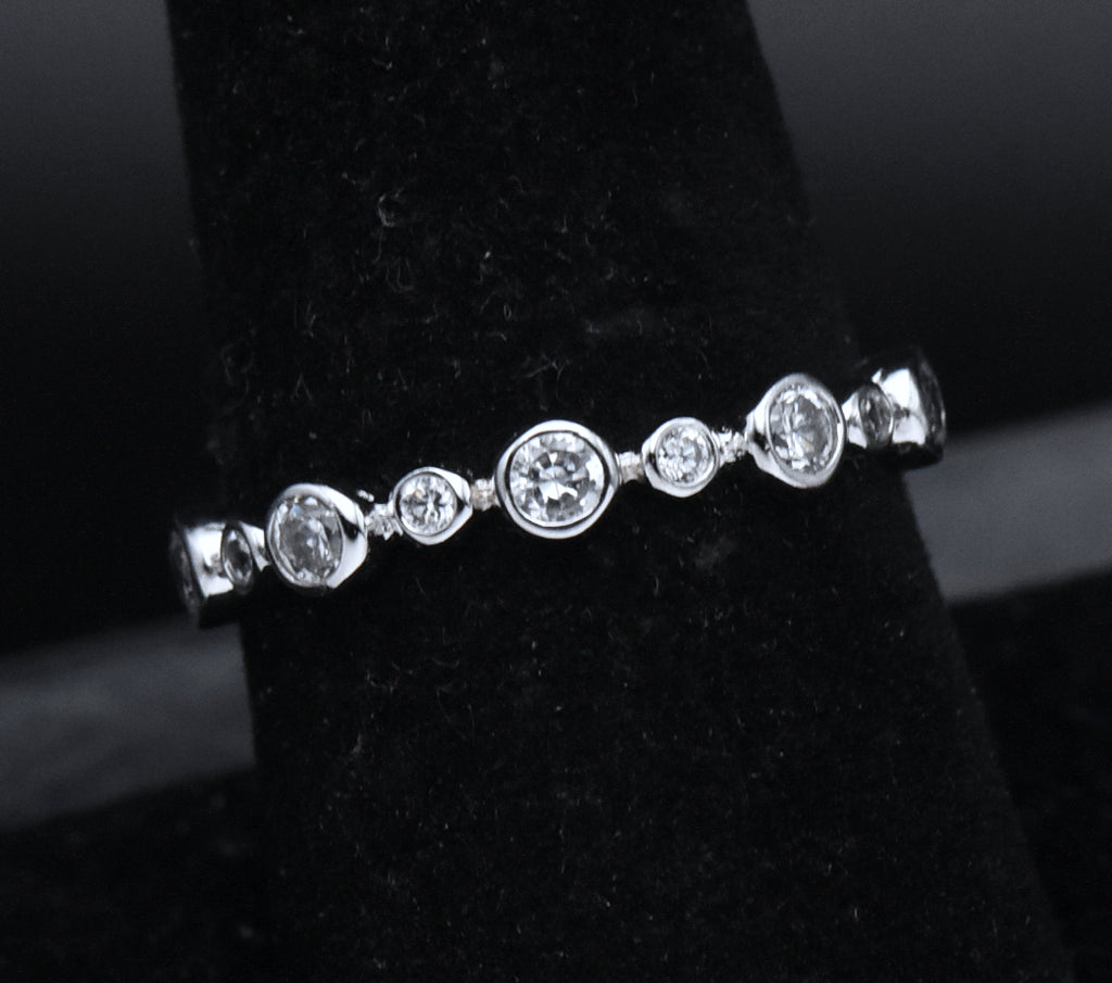 Sterling Silver Cubic Zirconia Eternity Band - Size 8