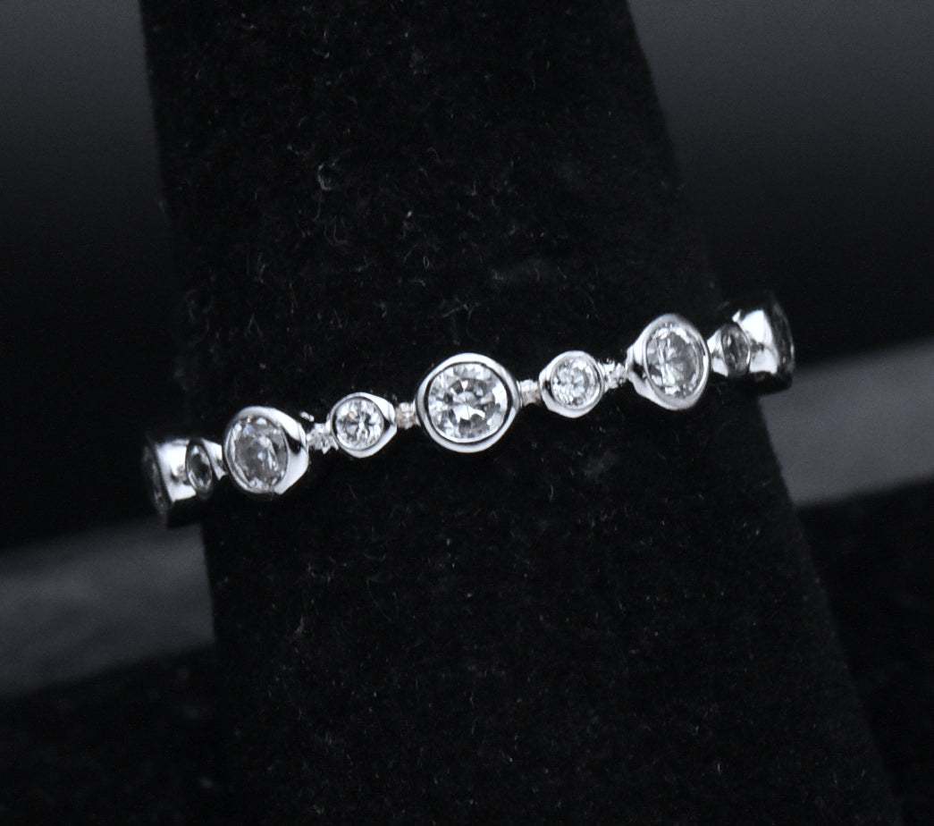 Sterling Silver Cubic Zirconia Eternity Band - Size 8