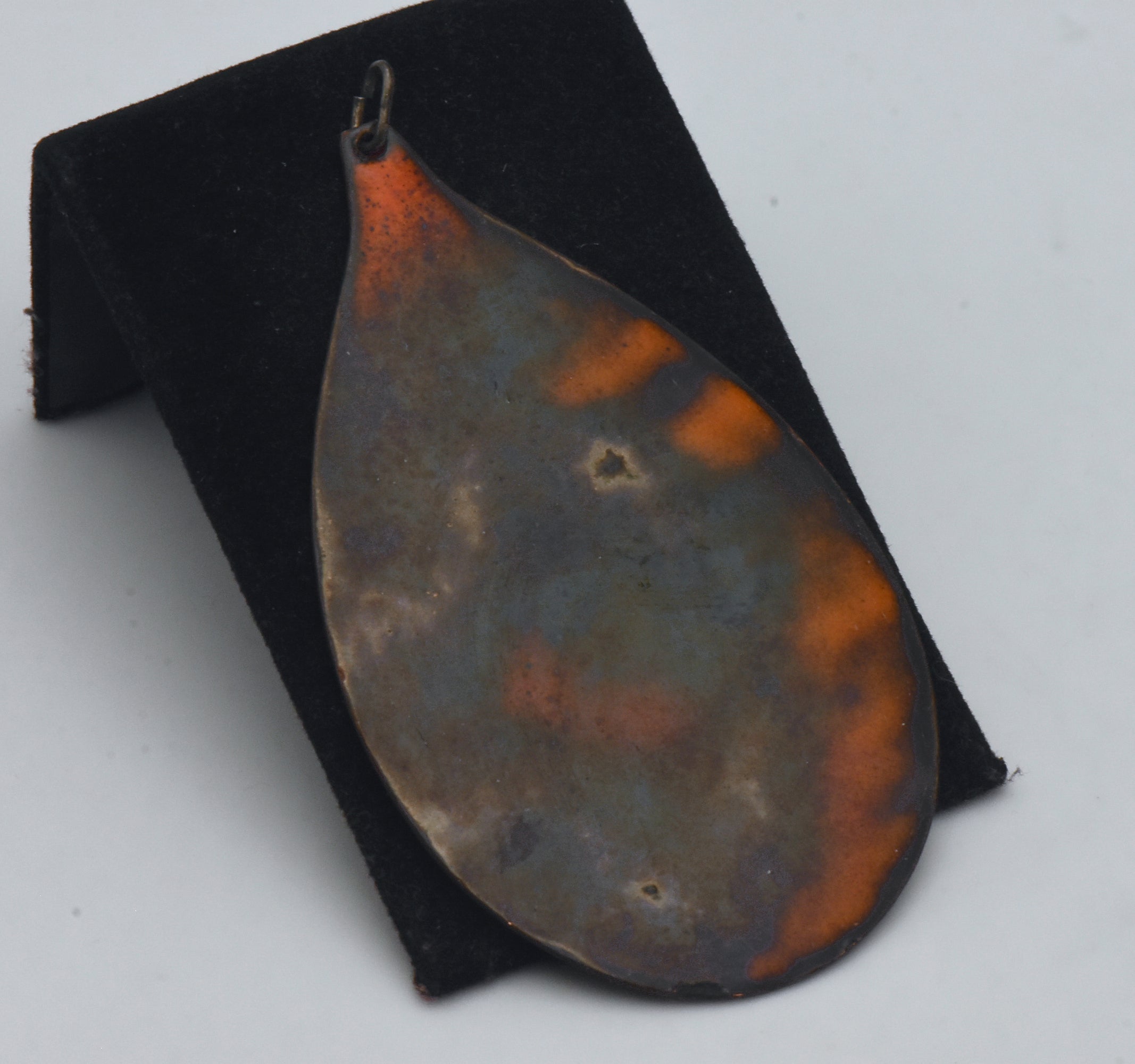 Vintage Enameled Copper Modern Design Pendant