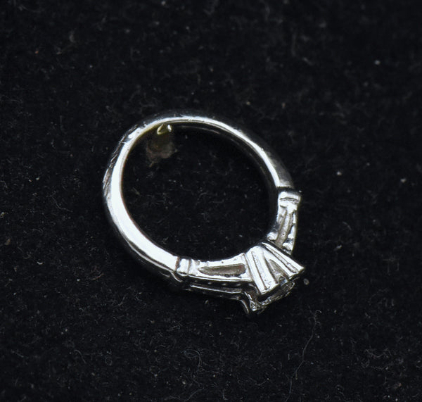 Vintage Engagement Ring Silver Tone Metal Charm