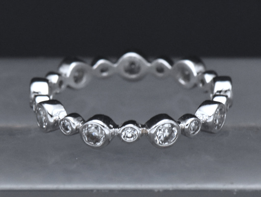 Sterling Silver Cubic Zirconia Eternity Band - Size 8