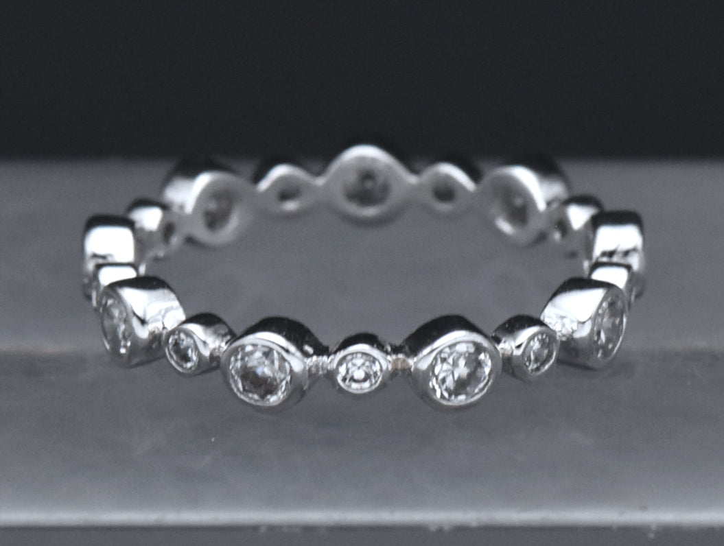 Sterling Silver Cubic Zirconia Eternity Band - Size 8