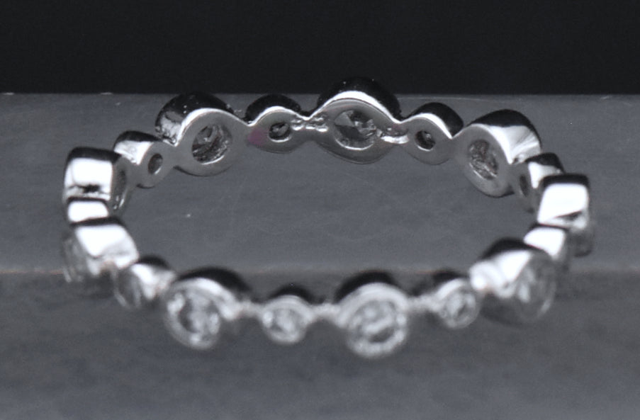 Sterling Silver Cubic Zirconia Eternity Band - Size 8